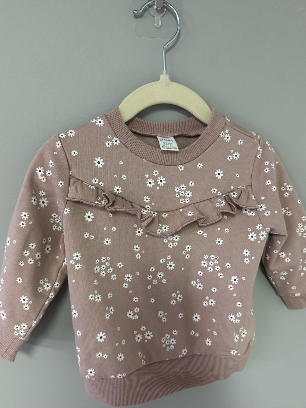 Baby’s Mauve Floral Ruffle Sweatshirt